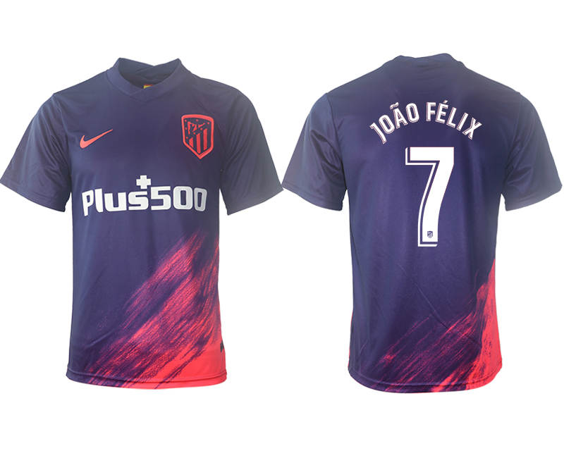 Men 2021-2022 Club Atletico Madrid away aaa version purple #7 Soccer Jersey